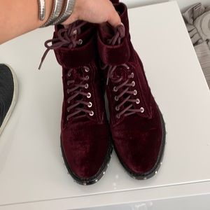 Vince camuto velvet burgundy boots